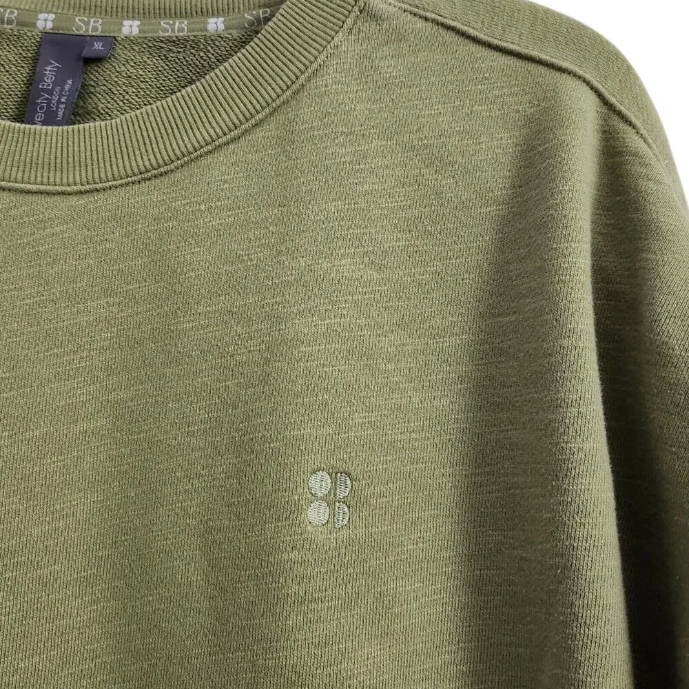 Sweaty Betty‎ Sweater Womens XL Green Pullover Essentials Cotton Longsleeve Logo - Picture 4 of 8